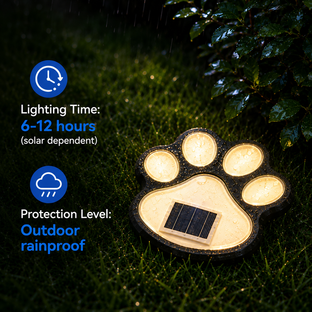 AIRO Solar Paw Print Garden Lights, Outdoor Waterproof Warm White LED Solar Pathway Lights for Lawn, Patio, Walkway, Yard & Garden Decor