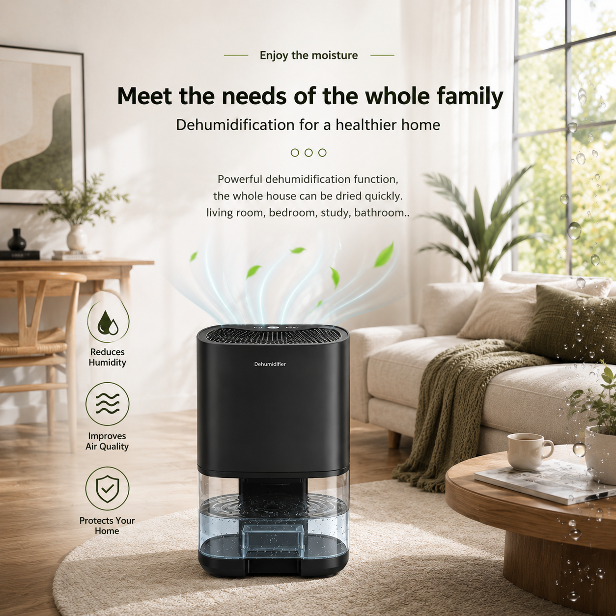 AIRO Mini Electric Dehumidifier for Bedroom, Bathroom & Wardrobe, 1000ml Portable Small Room Damp, Mould & Condensation Moisture Remover