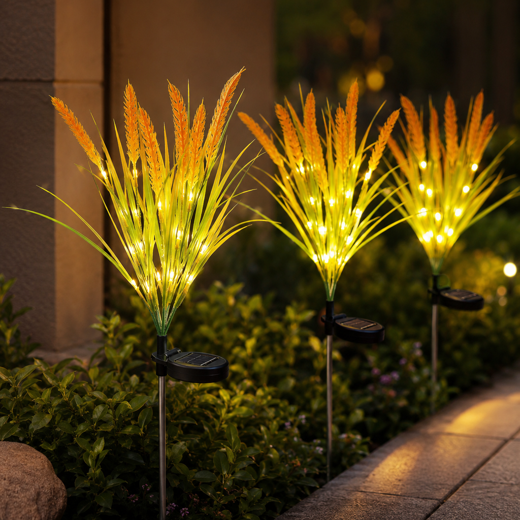 AIRO Solar Wheat Ear Garden Lights, IP65 Waterproof Outdoor Warm White LED Solar Stake Lights for Lawn, Patio, Pathway, Yard, Flower Bed & Garden Decor