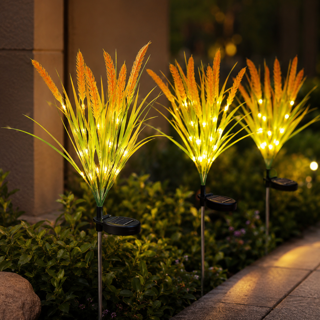 AIRO Solar Wheat Ear Garden Lights, IP65 Waterproof Outdoor Warm White LED Solar Stake Lights for Lawn, Patio, Pathway, Yard, Flower Bed & Garden Decor