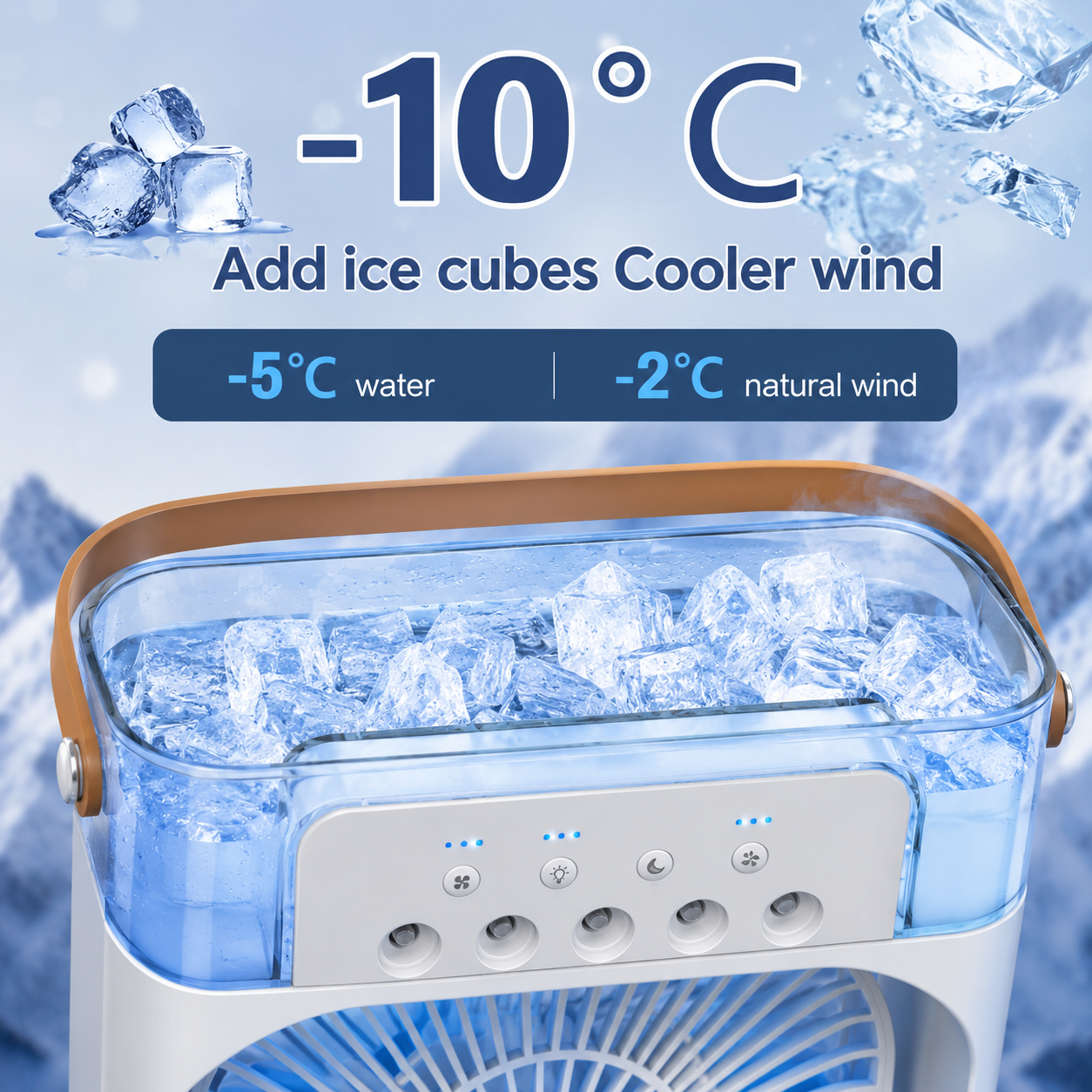 AIRO desk air cooler with 3 speed fan and timer control
Cool mist humidifier fan for bedside table office and dorm room