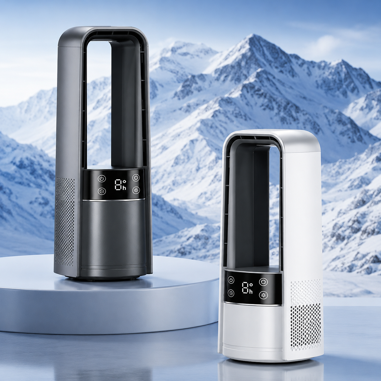 AIRO Rechargeable Bladeless Desk Fan, Portable USB Quiet Tower Fan for Bedroom, Office, Camping & Home, 120° Oscillating, 4000mAh Battery