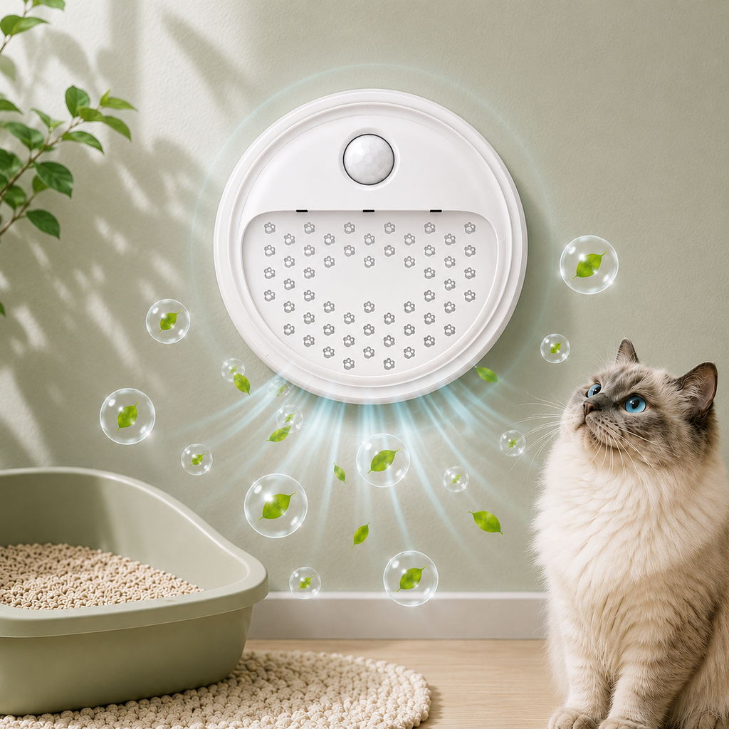 AIRO Wall-Mounted Pet Odour Eliminator, USB Ozone Air Purifier & Cat Litter Deodorizer for Bathroom, Wardrobe & Small Rooms