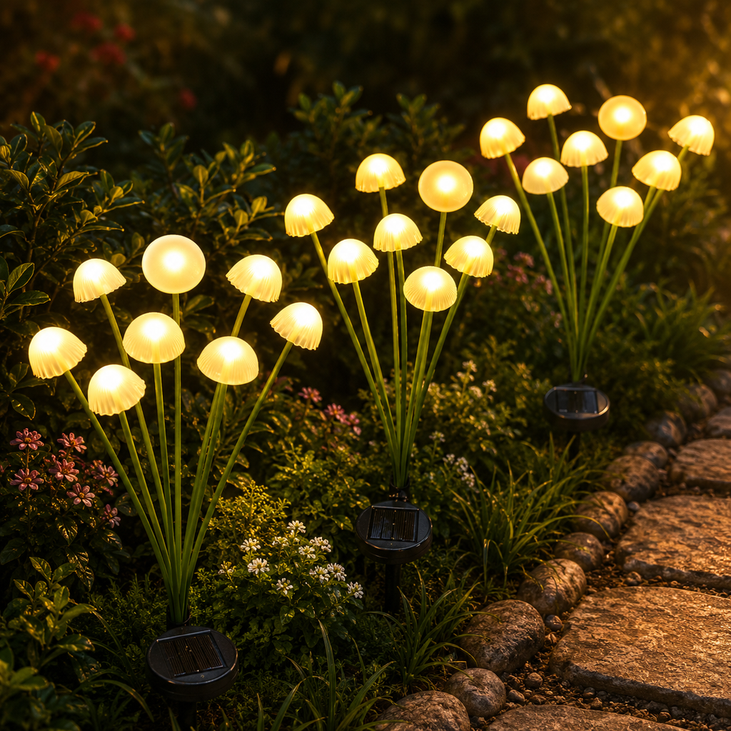 AIRO Solar Mushroom Garden Lights, Outdoor LED Solar Jellyfish Pathway Lights for Lawn, Patio, Yard, Flower Bed & Garden Decor