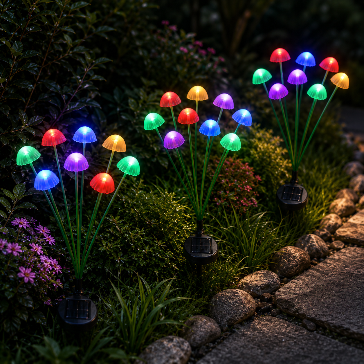 AIRO Solar Mushroom Garden Lights, Outdoor LED Solar Jellyfish Pathway Lights for Lawn, Patio, Yard, Flower Bed & Garden Decor