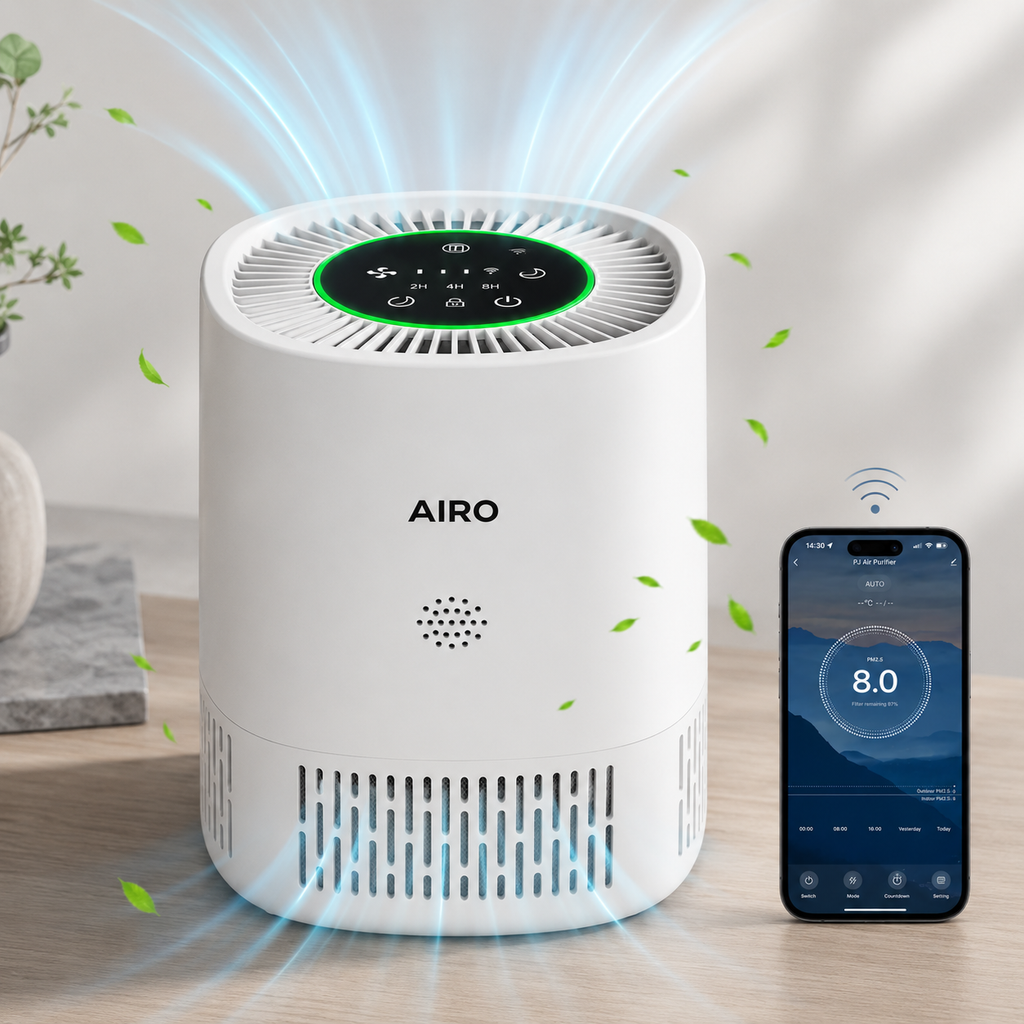 AIRO HEPA 13 Air Purifier for Home, Pets, Dust, Smoke & Odours, Quiet Bedroom Air Cleaner with Activated Carbon & UV-C