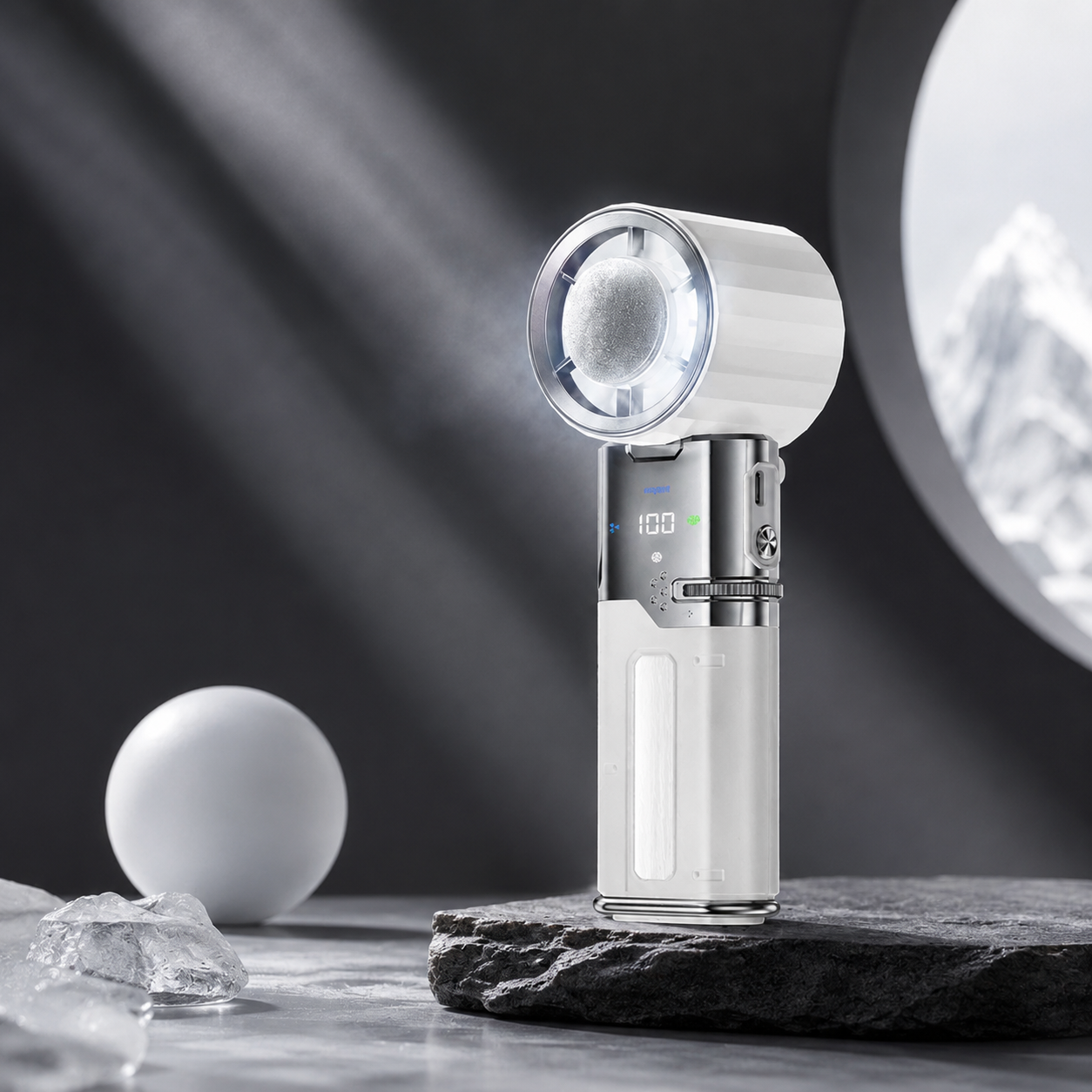 AIRO 6000mAh Handheld Cooling Fan & Power Bank, Portable Rechargeable Turbo Fan with Semiconductor Ice Cooling Plate
