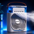 AIRO portable air cooler fan with 600ml water tank and cool mist airflow
USB desk cooling fan with humidifier mist and 3 speed airflow