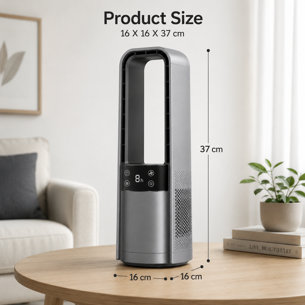 AIRO Rechargeable Bladeless Desk Fan, Portable USB Quiet Tower Fan for Bedroom, Office, Camping & Home, 120° Oscillating, 4000mAh Battery
