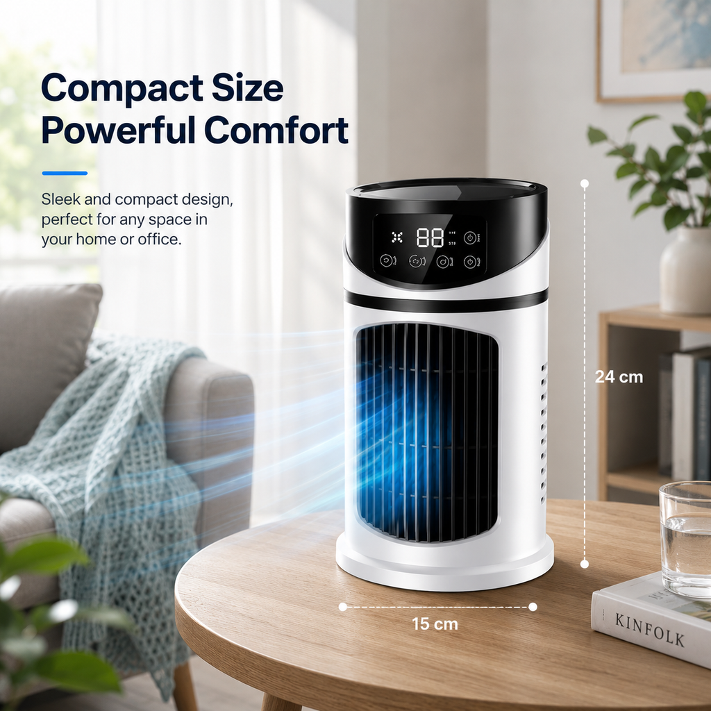 AIRO Portable Air Cooler Fan with Mist Humidifier, USB Tower Cooling Fan for Bedroom, Desk & Office, 9 Speed Quiet Fan