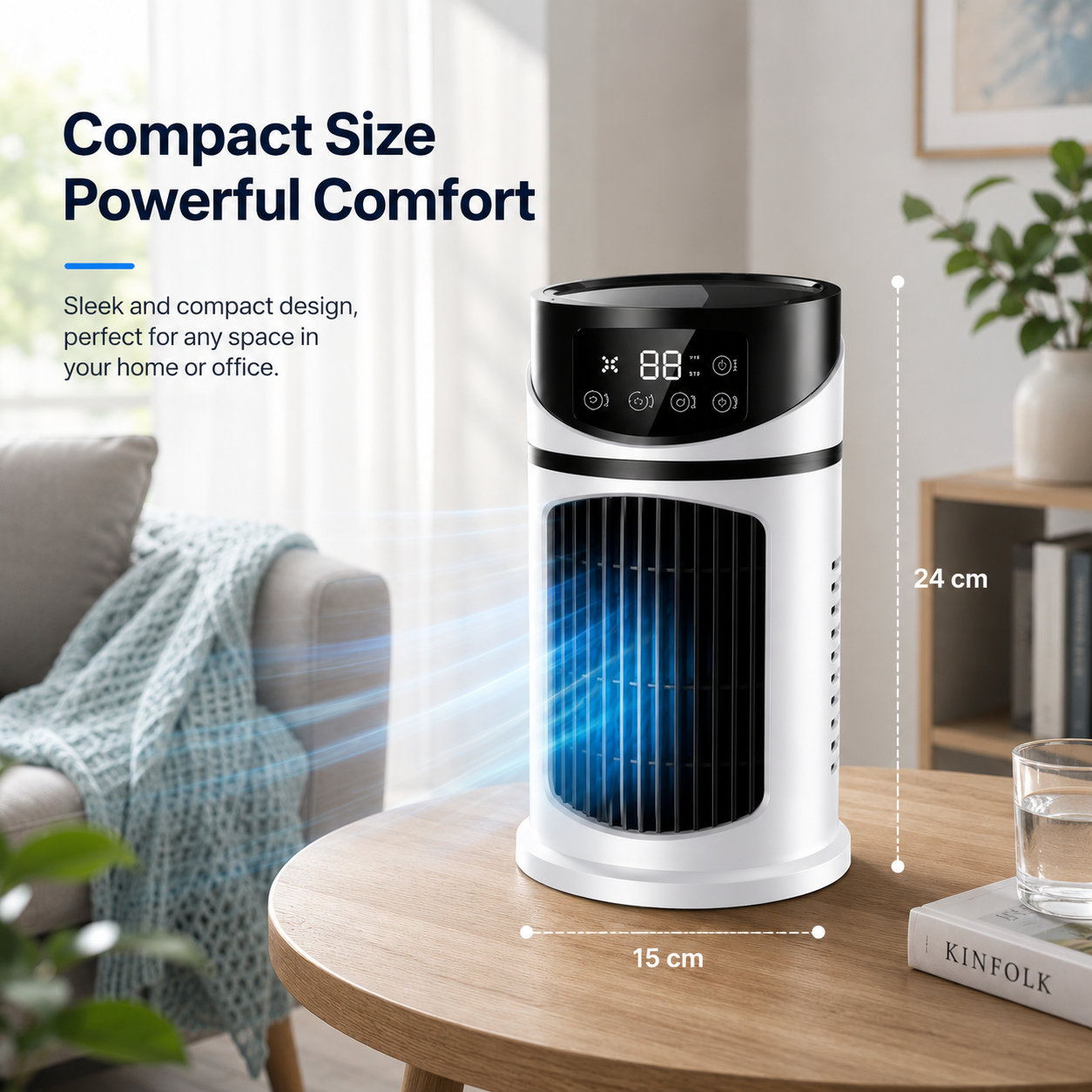AIRO Portable Air Cooler Fan with Mist Humidifier, USB Tower Cooling Fan for Bedroom, Desk & Office, 9 Speed Quiet Fan