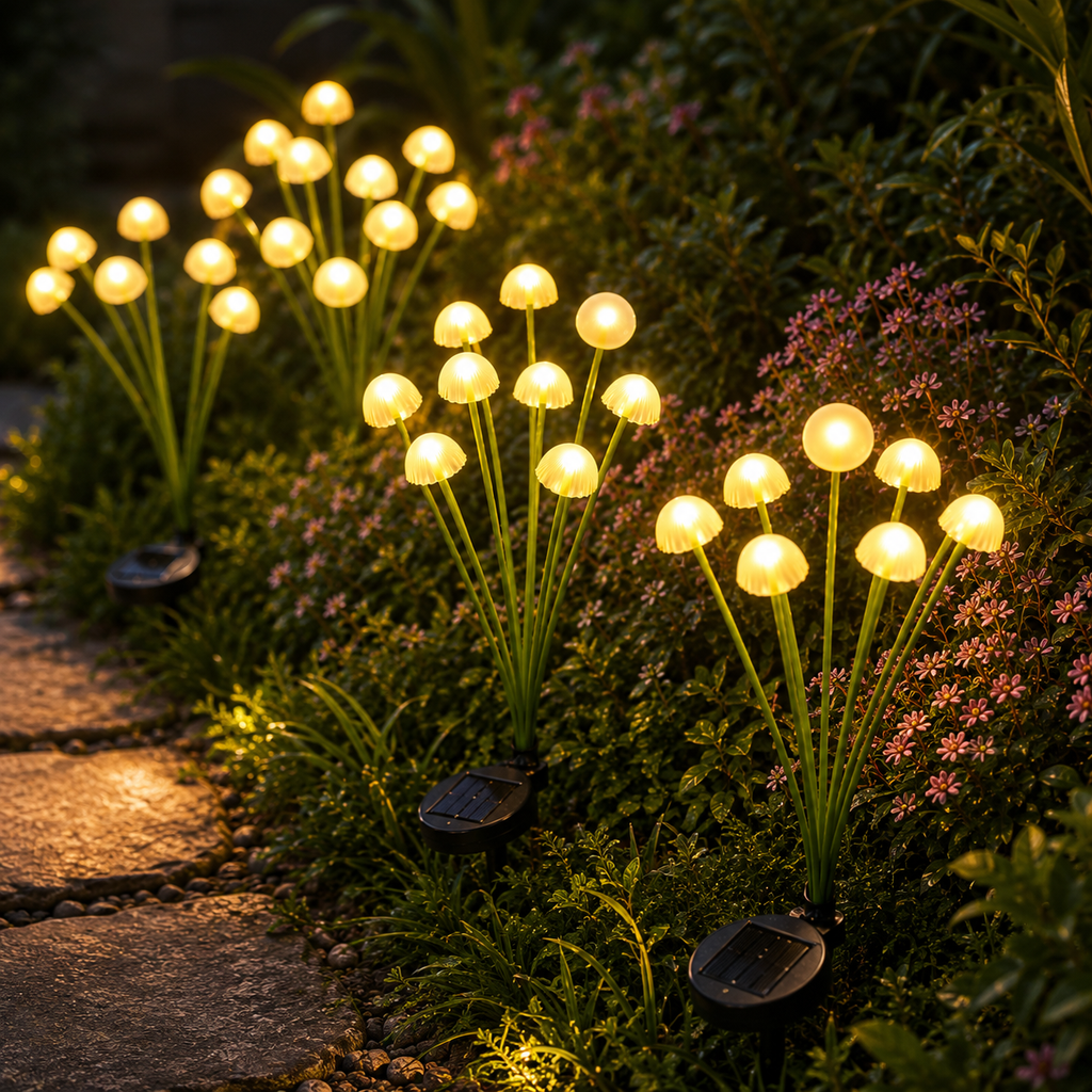 AIRO Solar Mushroom Garden Lights, Outdoor LED Solar Jellyfish Pathway Lights for Lawn, Patio, Yard, Flower Bed & Garden Decor