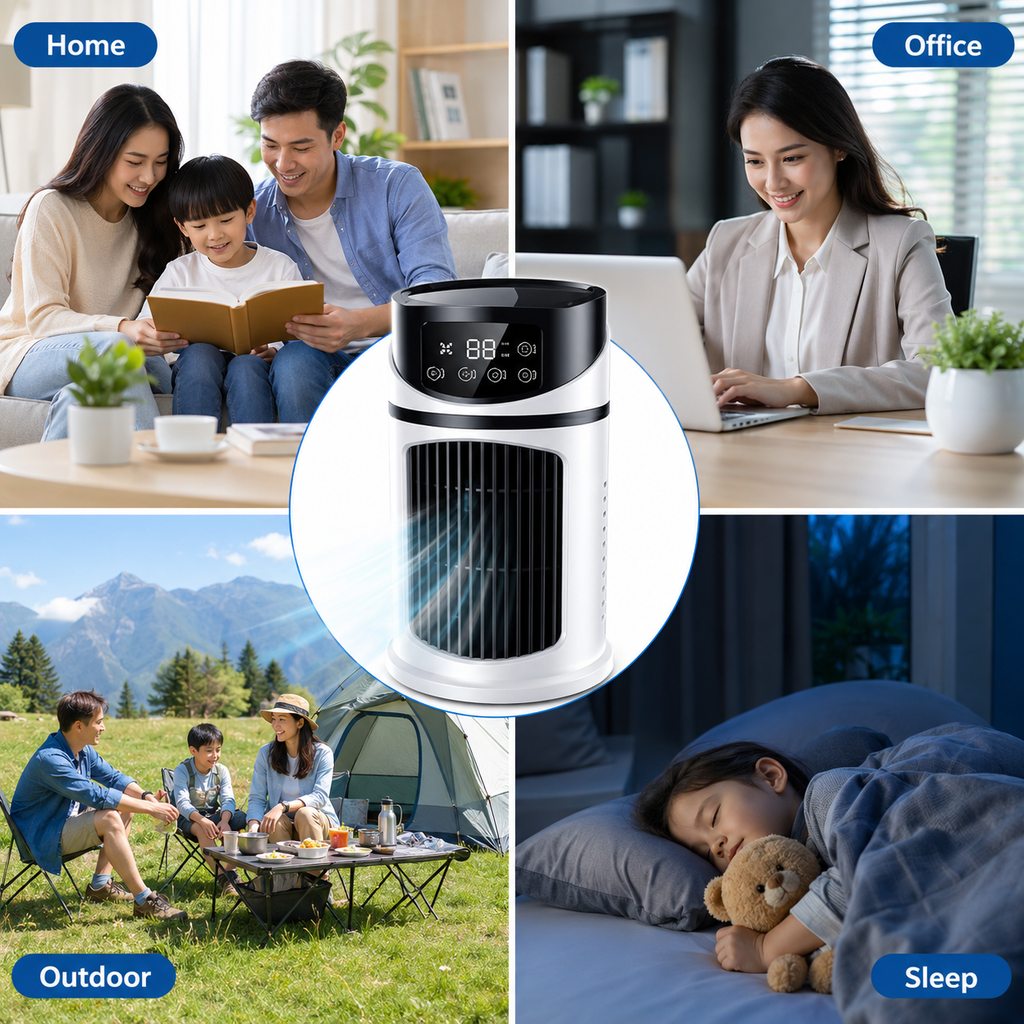 AIRO Portable Air Cooler Fan with Mist Humidifier, USB Tower Cooling Fan for Bedroom, Desk & Office, 9 Speed Quiet Fan