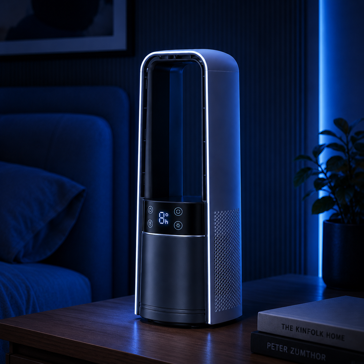 AIRO Rechargeable Bladeless Desk Fan, Portable USB Quiet Tower Fan for Bedroom, Office, Camping & Home, 120° Oscillating, 4000mAh Battery