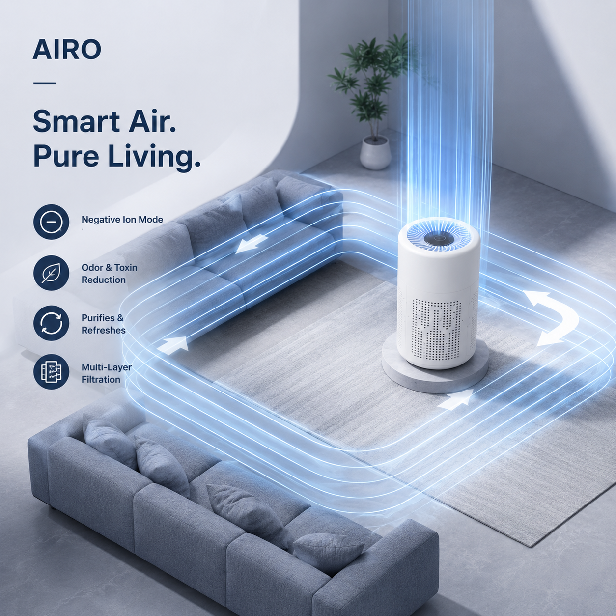 AIRO Small HEPA Desktop Air Purifier