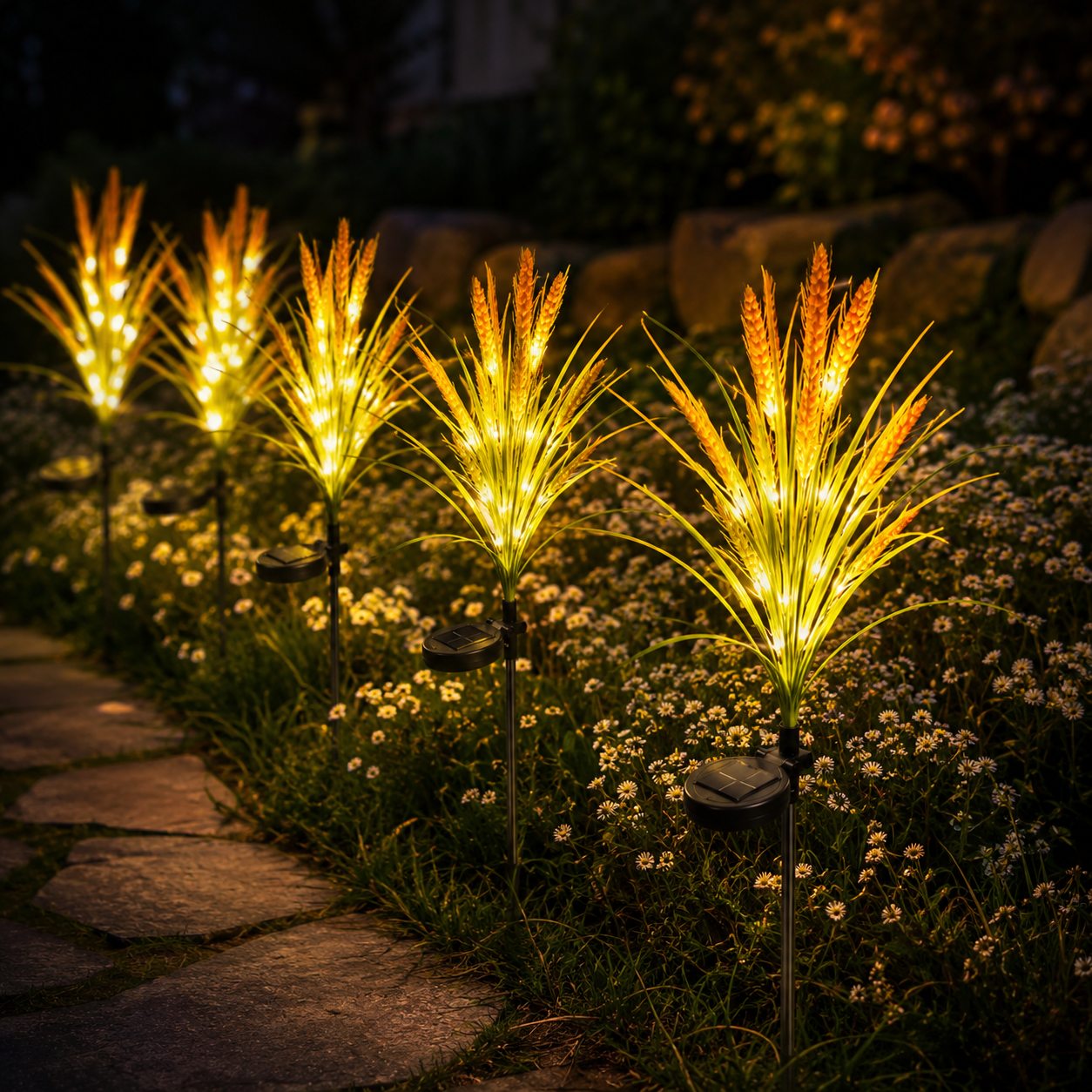 AIRO Solar Wheat Ear Garden Lights, IP65 Waterproof Outdoor Warm White LED Solar Stake Lights for Lawn, Patio, Pathway, Yard, Flower Bed & Garden Decor