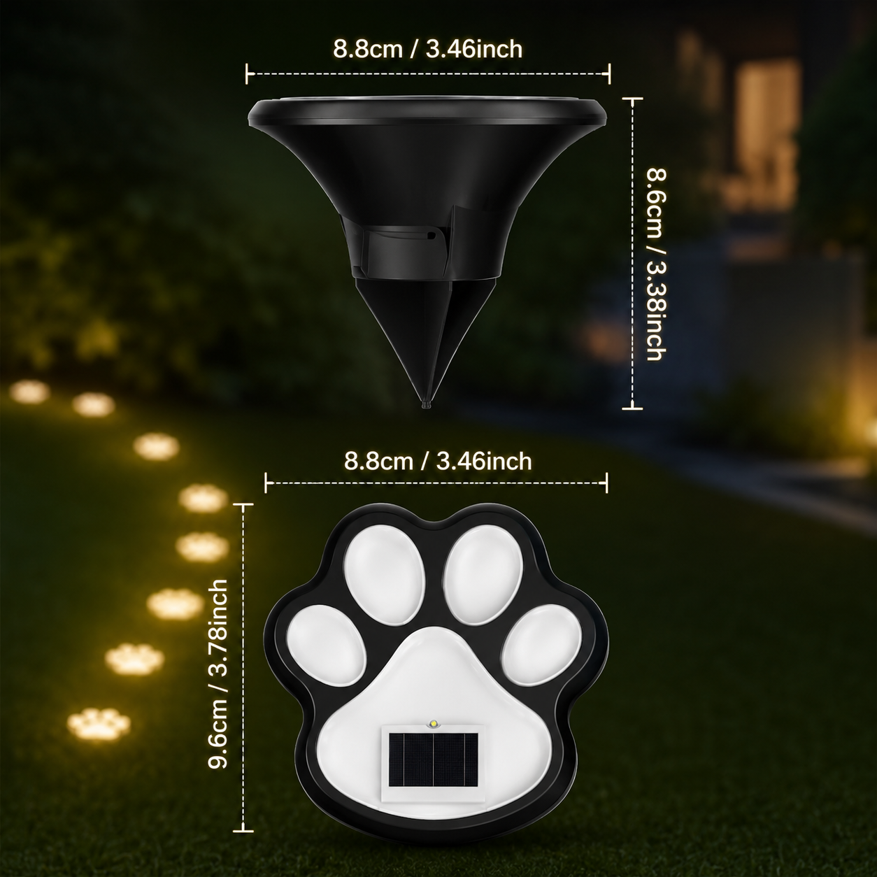 AIRO Solar Paw Print Garden Lights, Outdoor Waterproof Warm White LED Solar Pathway Lights for Lawn, Patio, Walkway, Yard & Garden Decor