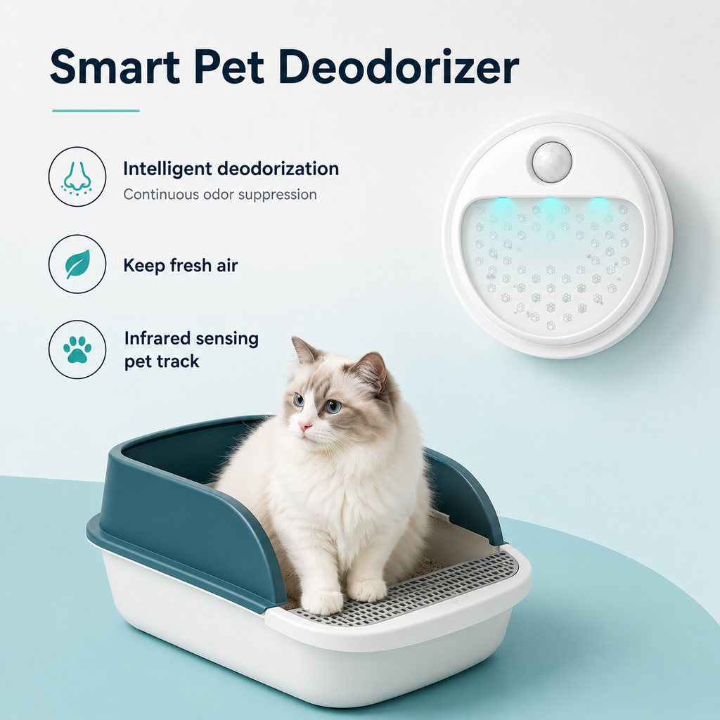 AIRO Wall-Mounted Pet Odour Eliminator, USB Ozone Air Purifier & Cat Litter Deodorizer for Bathroom, Wardrobe & Small Rooms