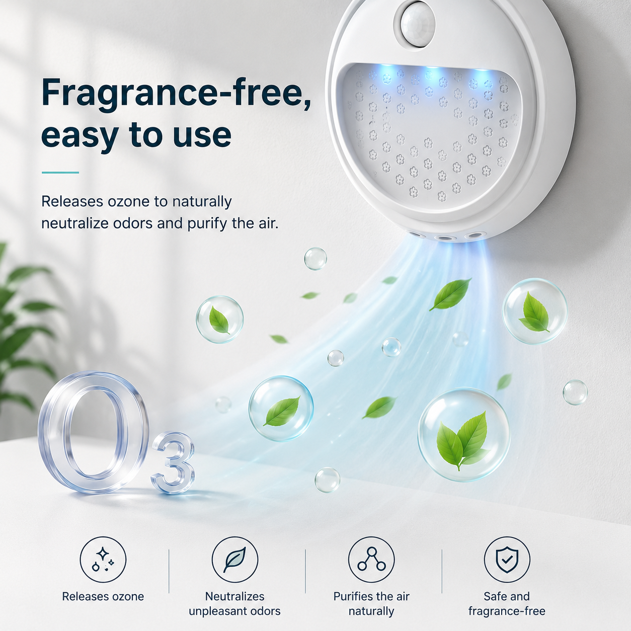AIRO Wall-Mounted Pet Odour Eliminator, USB Ozone Air Purifier & Cat Litter Deodorizer for Bathroom, Wardrobe & Small Rooms