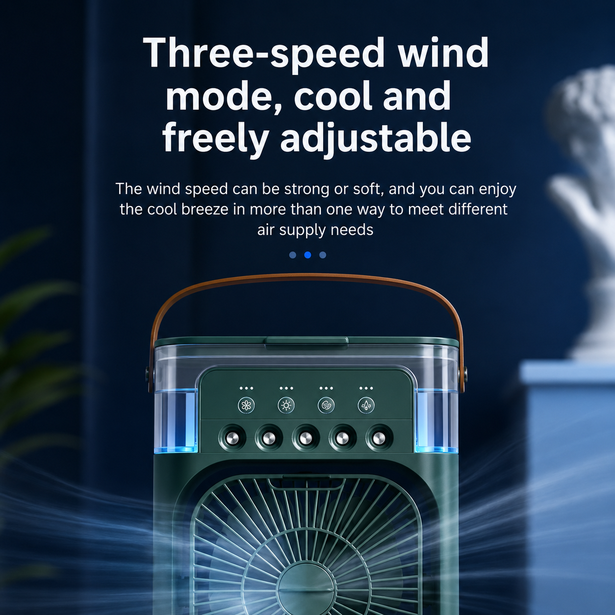 AIRO Portable Air Cooler Fan, USB Desk Cooling Fan with 600ml Water Tank, Cool Mist Humidifier, 3 Speed Mist Fan, Night Light & Timer