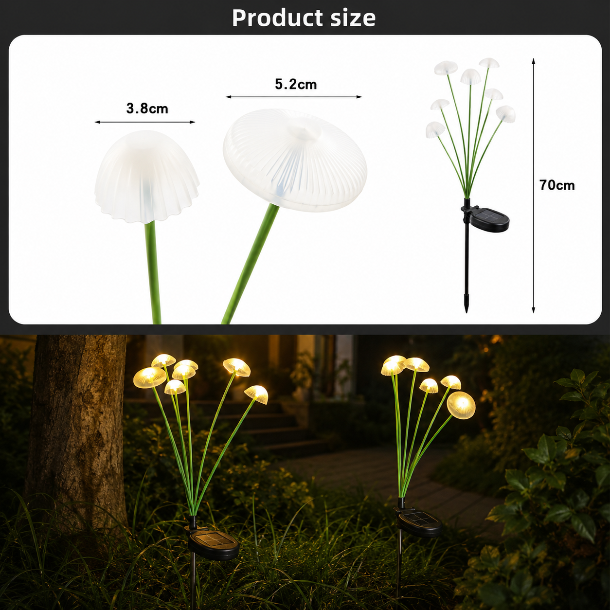 AIRO Solar Mushroom Garden Lights, Outdoor LED Solar Jellyfish Pathway Lights for Lawn, Patio, Yard, Flower Bed & Garden Decor