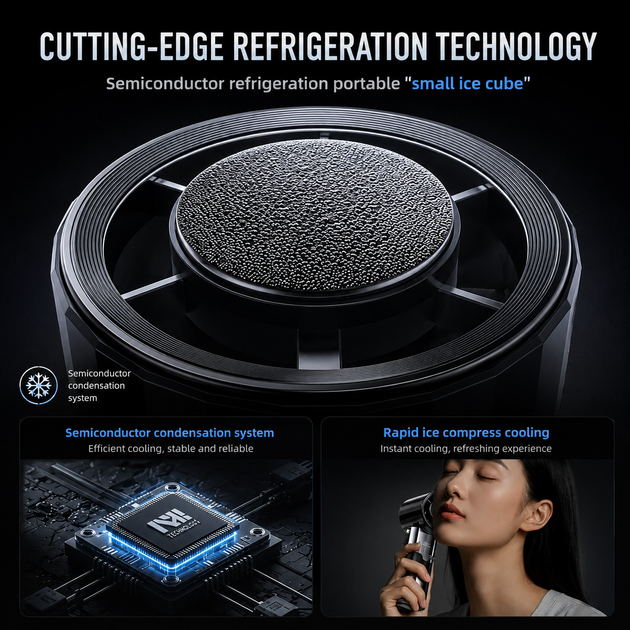 AIRO 6000mAh Handheld Cooling Fan & Power Bank, Portable Rechargeable Turbo Fan with Semiconductor Ice Cooling Plate